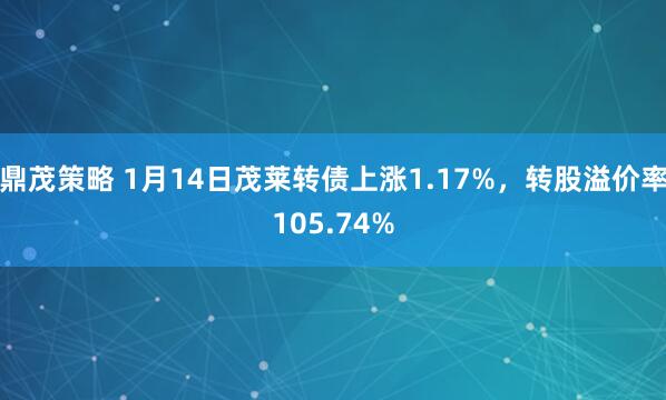 鼎茂策略 1月14日茂莱转债上涨1.17%，转股溢价率105.74%